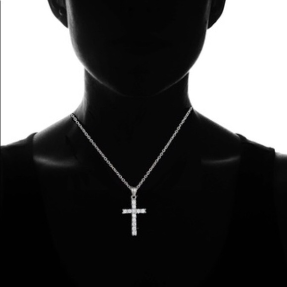 AAA CZ Diamond Cross Necklace 18” Gift Box - Picture 3 of 8